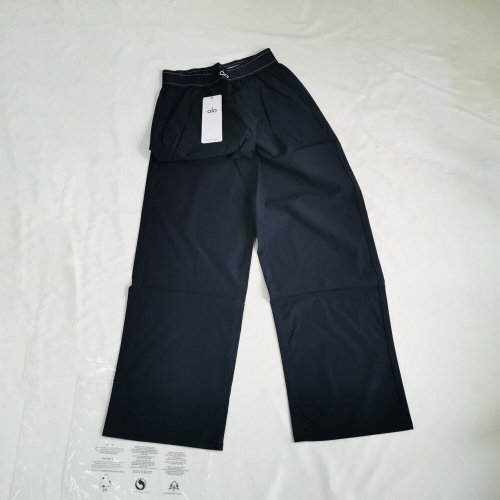 ALO Yoga Navy Suit Up Wide-Leg Trousers